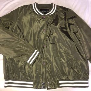 Military green bomber jacket